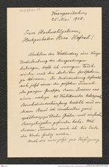 Nachlass Franz Steindachner, Brief von Josef Szombathy an Franz Steindachner (25.05.1908), Inv.Nr. 534.13, Seite 1